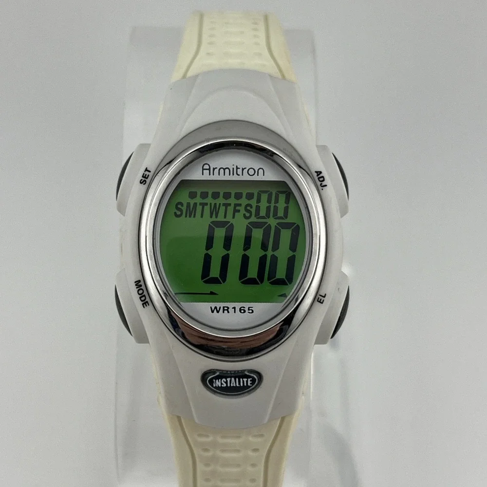 Armitron Pro Sport Instalite Watch Women Digita Watch White 26mm- New Battery‎